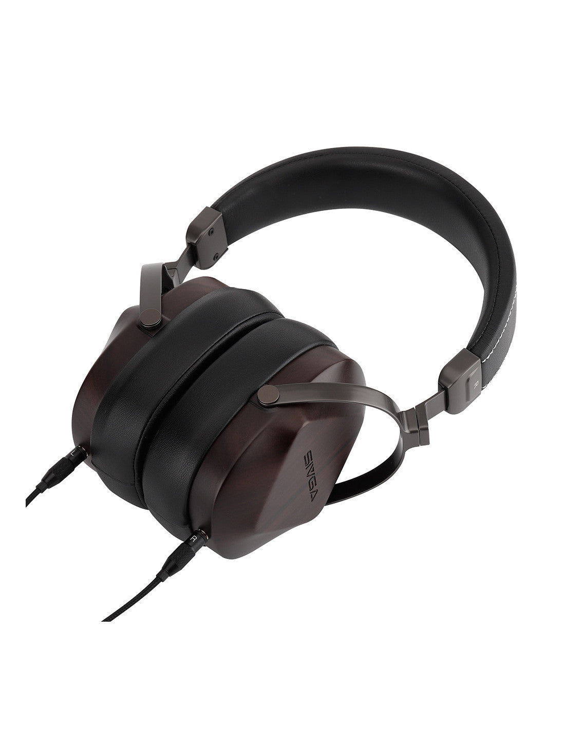 sivga oriole over-ear headphones in a dark brown and black colorway, shown from a three-quarters angle on a solid white background.
