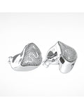 Silver in-ear monitor earbuds with glittered mesh faceplates