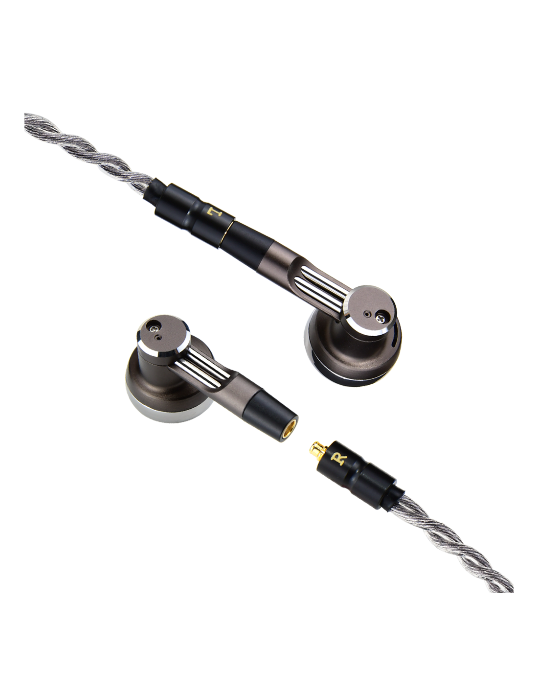 Wired earphones set with round earbud drivers, braided cable, 3.5mm connector