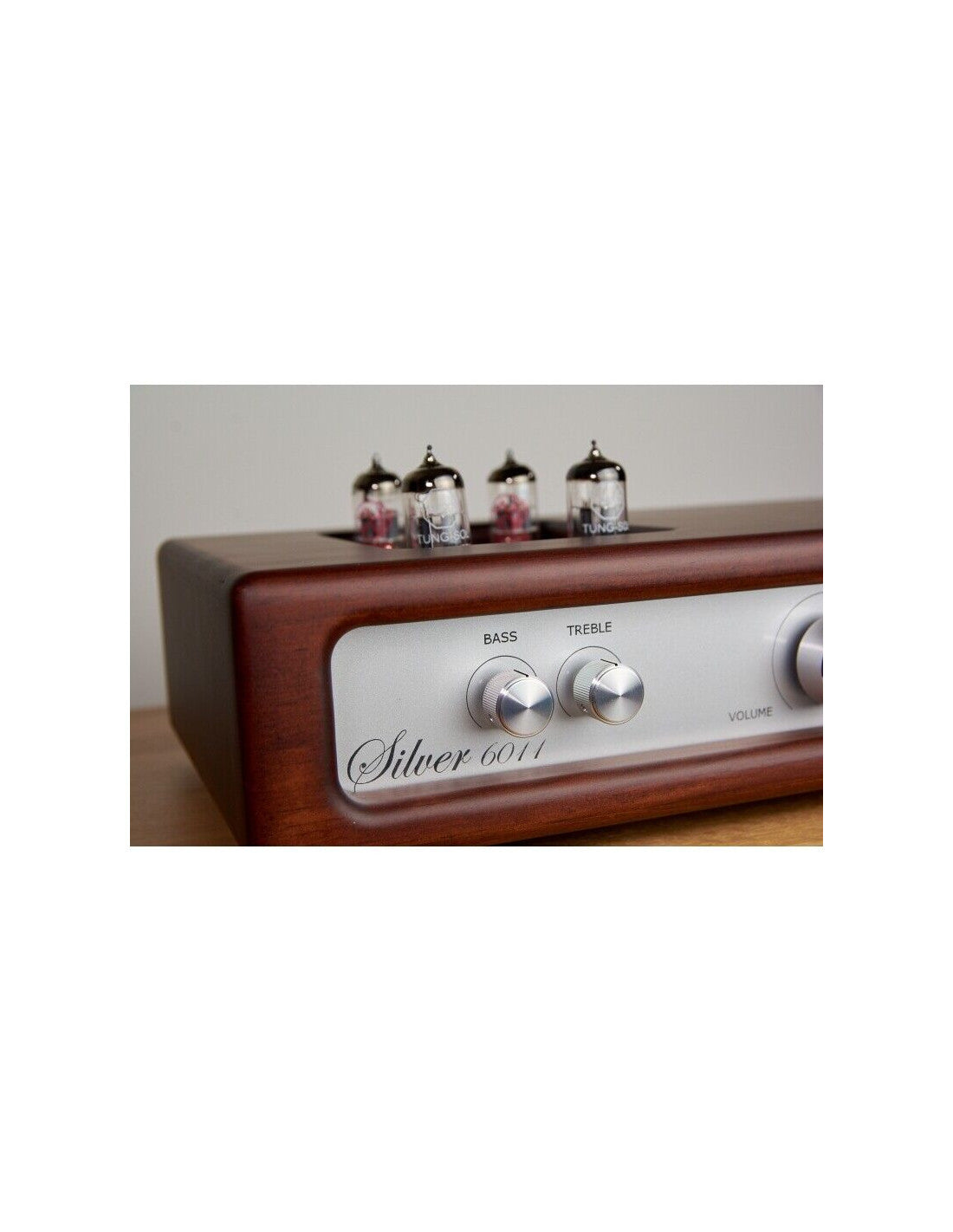 Sunburst tube amplifier front with Silver 6011 logo and Bass/Treble knobs